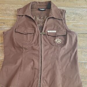 Harley-Davidson Brown Embroidered Collar Shirt